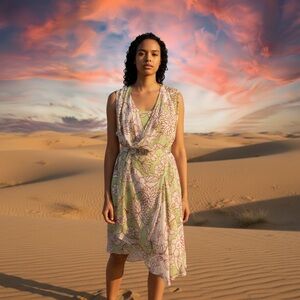 DVF Silk Vintage Floral chiffon dress with belt